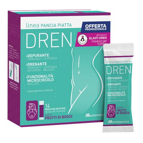 PANCIA PIATTA DREN FRUTTI DI BOSCO 14 BUSTINE STICK PACK + TORBA DRENANTE - farmasorriso.com