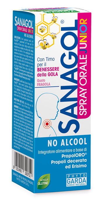 SANAGOL SPRAY JUNIOR PROPOLI FRAGOLA 20 ML - farmasorriso.com