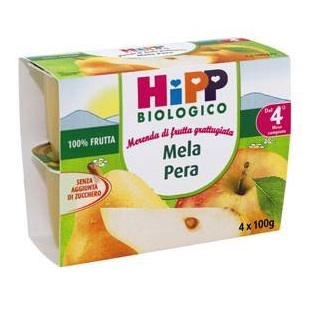 HIPP BIO FRUTTA GRATTUGGIATA MELA PERA 4X100 G - farmasorriso.com