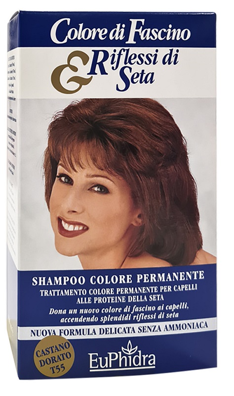EUPHIDRA COLORE DI FASCINO & RIFLESSI DI SETA SHAMPOO COLORE PERMANENTE 55 CASTANO DORATO 120 ML - farmasorriso.com
