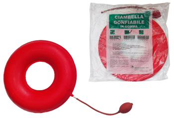 CIAMBELLA GONFIABILE PER INVALIDI IN GOMMA ROSSA TEAM DELUXE CON POMPA 43CM DIAMETRO - farmasorriso.com
