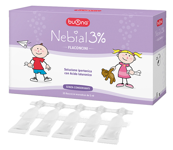 NEBIAL FLACONCINI SOLUZIONE SALINA IPERTONICA DI SODIO CLORURO AL 3% CON ACIDO IALURONICO 20X5 ML - farmasorriso.com
