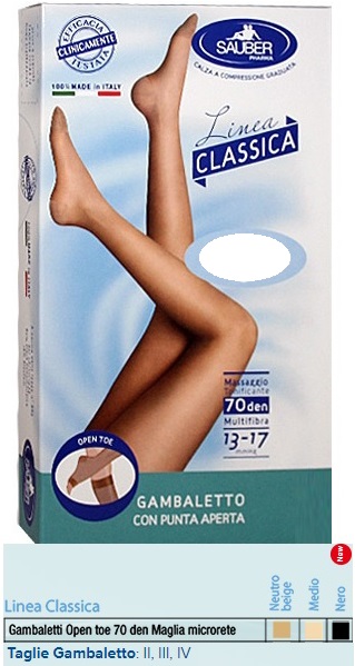 SAUBER GAMBALETTO OPEN TOE MAGLIA MICRORETE 70 DEN COLORE MEDIO TAGLIA 4 LINEA CLASSICA - farmasorriso.com