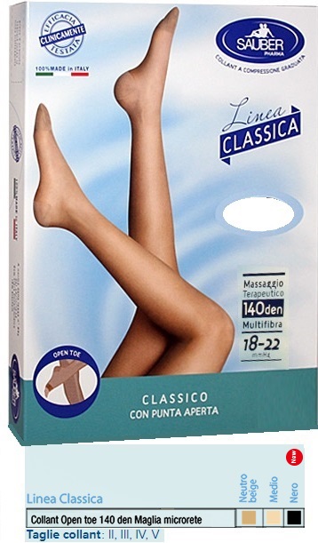 SAUBER COLLANT OPEN TOE MAGLIA MICRORETE 140 DEN COLORE NEUTRO BEIGE TAGLIA 2 LINEA CLASSICA - farmasorriso.com