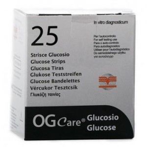 STRISCE MISURAZIONE GLICEMIA OGCARE 25 PEZZI - farmasorriso.com