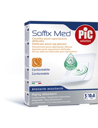 CEROTTO PIC SOFFIX MED IN TNT CON TAMPONE CENTRALE ASSORBENTE STERILE MONOUSO 10X8 CM ANTIBATTERICO 5 PEZZI - farmasorriso.com