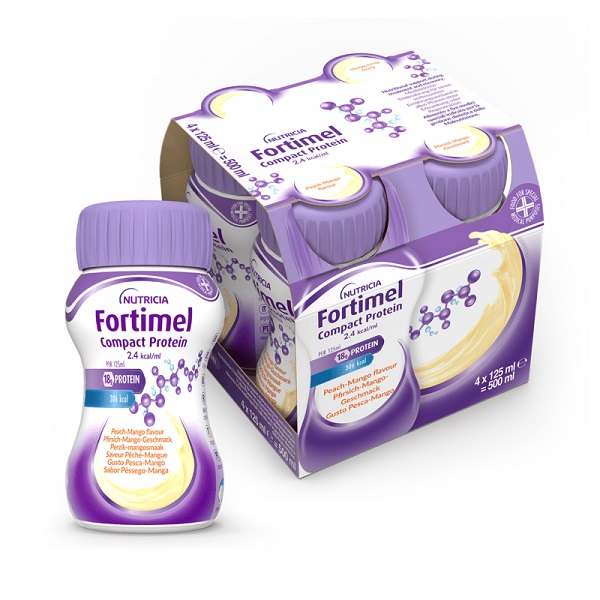 NUTRICIA FORTIMEL COMPACT PROTEIN GUSTO PESCA E MANGO 4 BOTTIGLIE DA 125 ML - farmasorriso.com