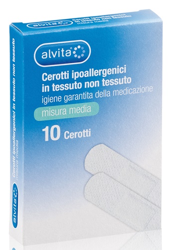 ALVITA CEROTTO IN TESSUTO NON TESSUTO ESTENSIBILE BIANCO CON TAMPONE ANTISETTICO MEDIO 10 PEZZI - farmasorriso.com