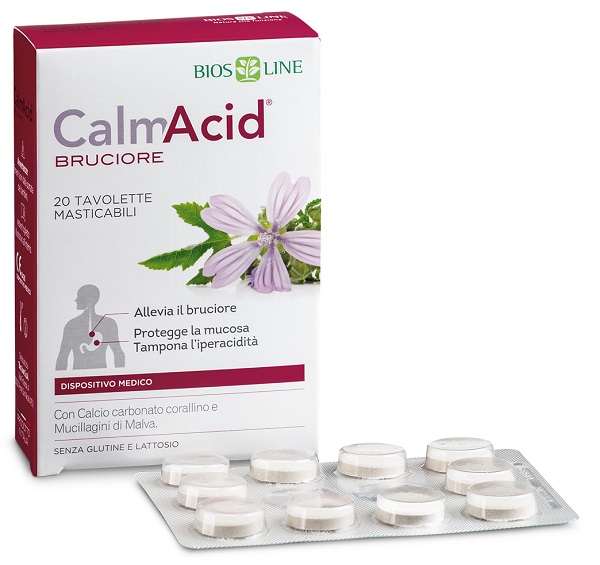 BIOSLINE CALMACID BRUCIORE 20 TAVOLETTE MASTICABILI - farmasorriso.com