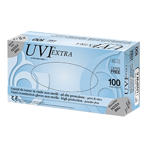 GUANTO IN CLORURO DI POLIVINILE SUPERFICIE LISCIA PRIVO DI TALCO 100 PEZZI ARTICOLO UVIPW 6 - farmasorriso.com