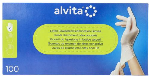 GUANTI DA ISPEZIONE ALVITA IN LATTICE TALCATI S 100 PEZZI - farmasorriso.com