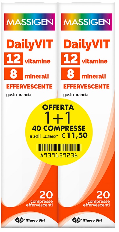 MASSIGEN DAILYVIT EFFERVESCENTE 20+20 COMPRESSE - farmasorriso.com