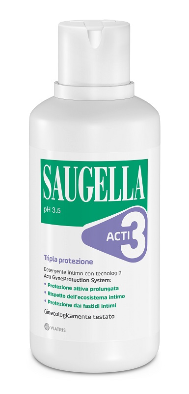SAUGELLA ACTI3 TRIPLA PROTEZIONE DETERGENTE INTIMO 500 ML - farmasorriso.com