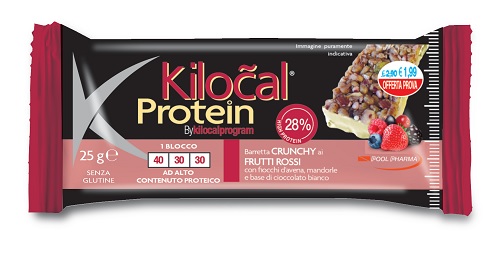KILOCAL PROTEIN BARRETTA CIOCCOLATO BIANCO COCCO FRUTTI ROSSI 25 G - farmasorriso.com