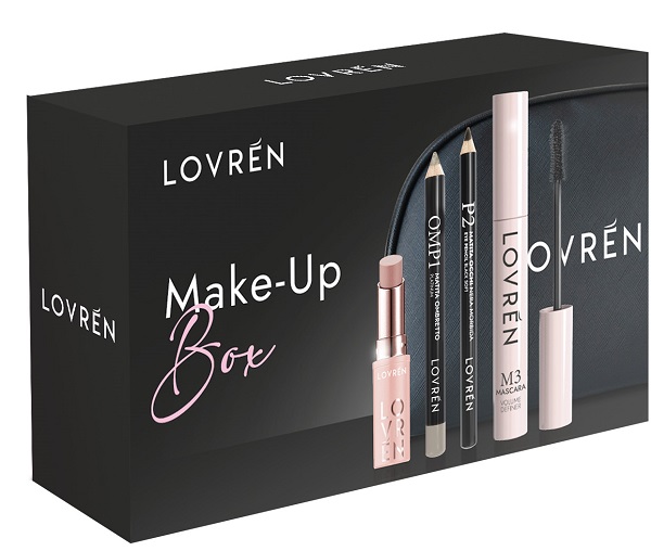LOVREN BEAUTY BOX MAKE-UP 1 MASCARA M3 + 1 MATITA OCCHI P2 + 1 MATITA OMBRETTO OMP1 + 1 LIPSTICK BALM COLOR BOOST NUDE LB1 - farmasorriso.com
