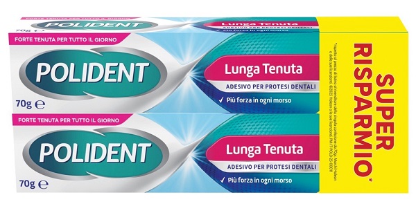 ADESIVO PROTESI DENTALI POLIDENT LUNGA TENUTA 2 TUBETTI X 70 G - farmasorriso.com