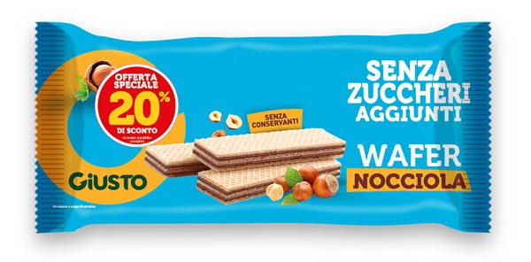 GIUSTO SENZA ZUCCHERI AGGIUNTI WAFER NOCCIOLA 175 G TAGLIO PREZZO 20% - farmasorriso.com