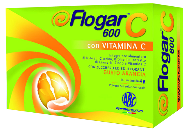 FLOGAR  C 600 CON VITAMINA C 14 BUSTINE GUSTO ARANCIA - farmasorriso.com
