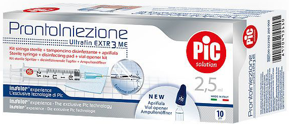 SIRINGA PIC SOLUTION PRONTO INIEZIONE 2,5 ML AGO GAUGE 23 1 1/4 10 PEZZI - farmasorriso.com