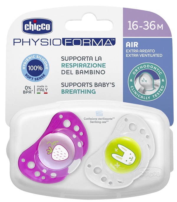 CHICCO SUCCHIETTO AIR GIRL IN SILICONE 16-36 MESI 2 PEZZI - farmasorriso.com