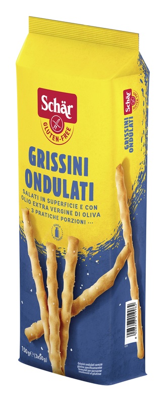 SCHAR GRISSINI ONDULATI SALATI IN SUPERFICIE 3 PORZIONI DA 50 G - farmasorriso.com