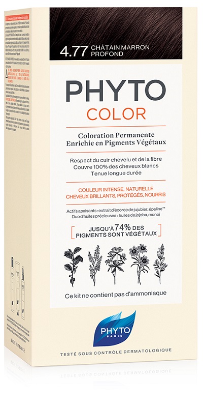 PHYTOCOLOR 4,77 CASTANO MARRONE INTENSO LATTE + CREMA + MASCHERA + 1 PAIO DI GUANTI - farmasorriso.com
