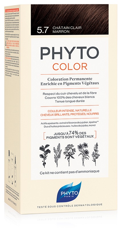 PHYTOCOLOR 5,7 CASTANO CHIARO TAB LATTE + CREMA + MASCHERA + 1 PAIO DI GUANTI - farmasorriso.com