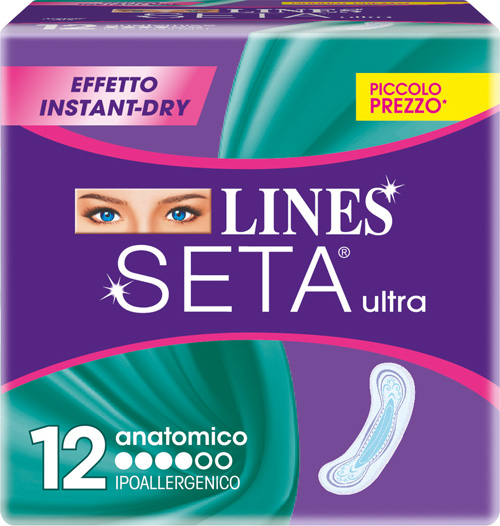 LINES SETA ULTRA ASSORBENTI ANATOMICI 12 PEZZI - farmasorriso.com