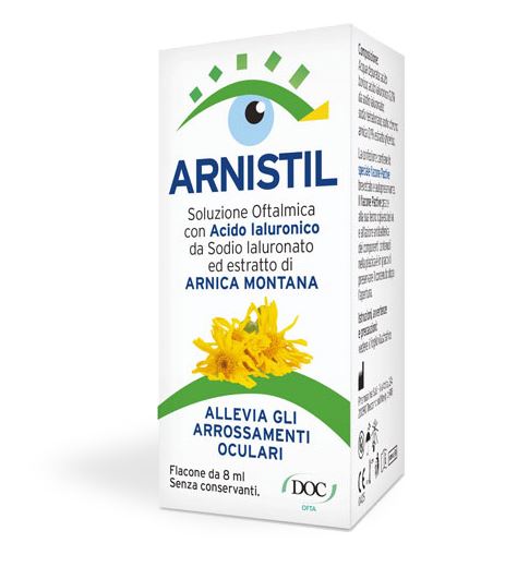 ARNISTIL SOLUZIONE OFTALMICA ACIDO IALURONICO 0,2% + ESTRATTO DI ARNICA MONTANA 0,1% FLACONE 8 ML - farmasorriso.com