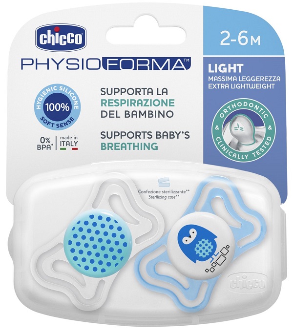 CHICCO SUCCHIETTO LIGHT BOY SILICONE 2-6 MESI 2 PEZZI - farmasorriso.com