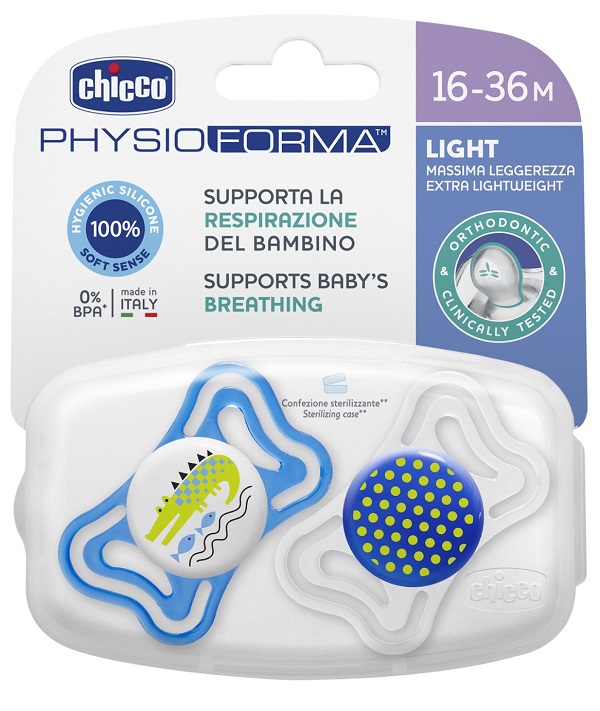 CHICCO SUCCHIETTO LIGHT BOY SILICONE 16-36 MESI 2 PEZZI - farmasorriso.com