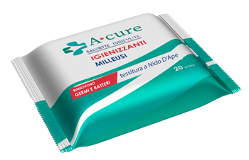 SALVIETTINA IGIENIZZANTE MILLEUSI A+CURE 20 PEZZI - farmasorriso.com