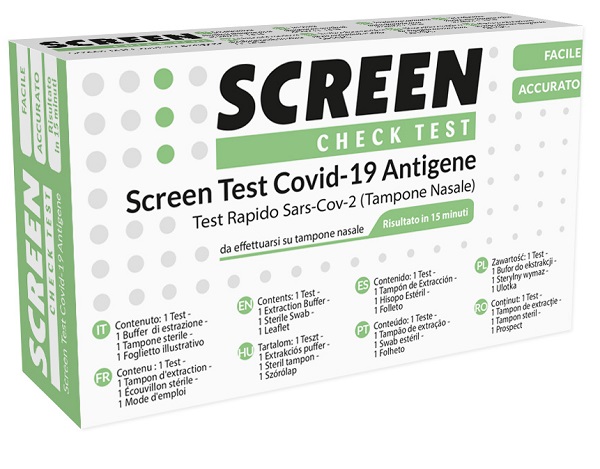 SCREEN TEST AUTODIAGNOSTICO ANTIGENICO RAPIDO COVID-19 SARS-COV-2 TAMPONI NASALI SELFTEST COVID TEST ANTIGENE SCREEN - farmasorriso.com