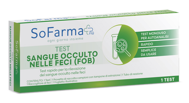 TEST AUTODIAGNOSTICO RAPIDO SOFARMAPIU' PER LA RILEVAZIONE DEL SANGUE OCCULTO NELLE FECI - farmasorriso.com