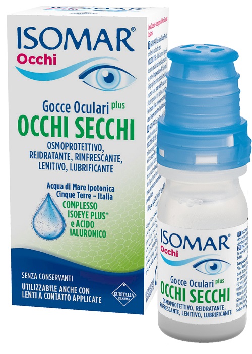 ISOMAR OCCHI SECCHI PLUS GOCCE OCULARI ACIDO IALURONICO 0,25% 10 ML - farmasorriso.com