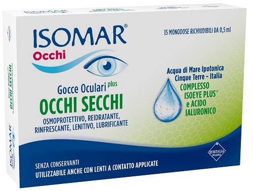 ISOMAR OCCHI SECCHI PLUS GOCCE OCULARI ACIDO IALURONICO 0,25% 15 FLACONCINI - farmasorriso.com