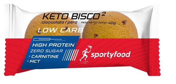 SPORTYFOOD KETO BISCO2 CON CIOCCOLATO E PERA 40 G - farmasorriso.com