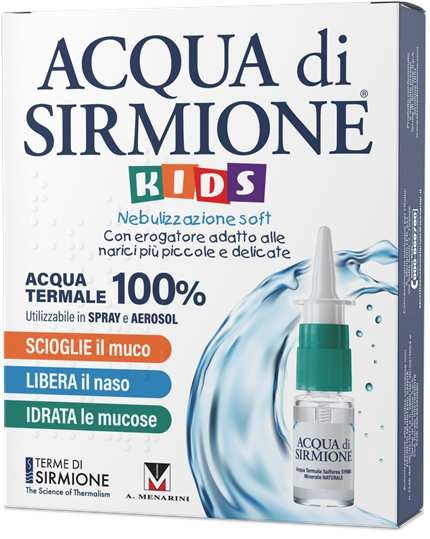 ACQUA DI SIRMIONE KIDS NEBULIZZAZIONE SOFT ACQUA TERMALE 100% 6 FLACONCINI PLURIDOSE DA 15 ML - farmasorriso.com